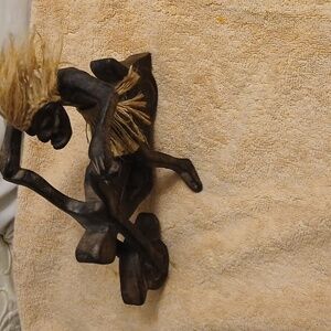 Tiki/Tribal/Primitive Ugly Face Savage Native Riding Motorcycle Hand Carved Wood